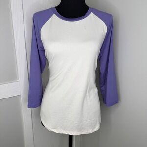 Eddie Bauer Purple & White Raglan Sleep Shirt | Size Small Soft‎ Stretch Lounge